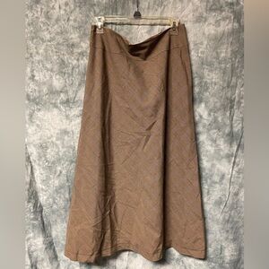 Casual Corner Black & brown cross pattern A-line maxi skirt- brown silk slip